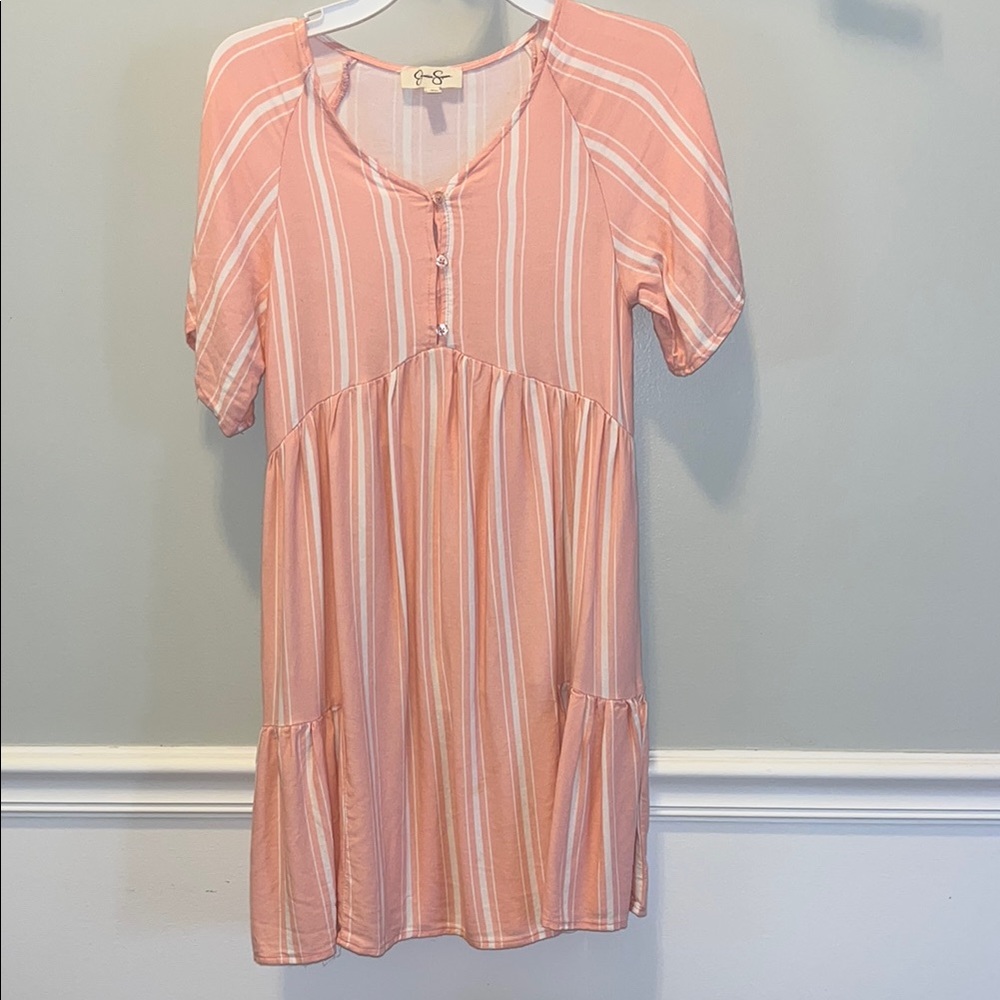 Girls XL/12 Pink Striped Jessica Simpson Short Sleeve Dress